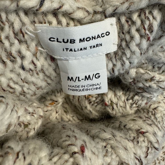 Club Monaco Xiomara Chunky Knit Turtleneck Cream/Tan Sweater Poncho Size M-L - Picture 6 of 11